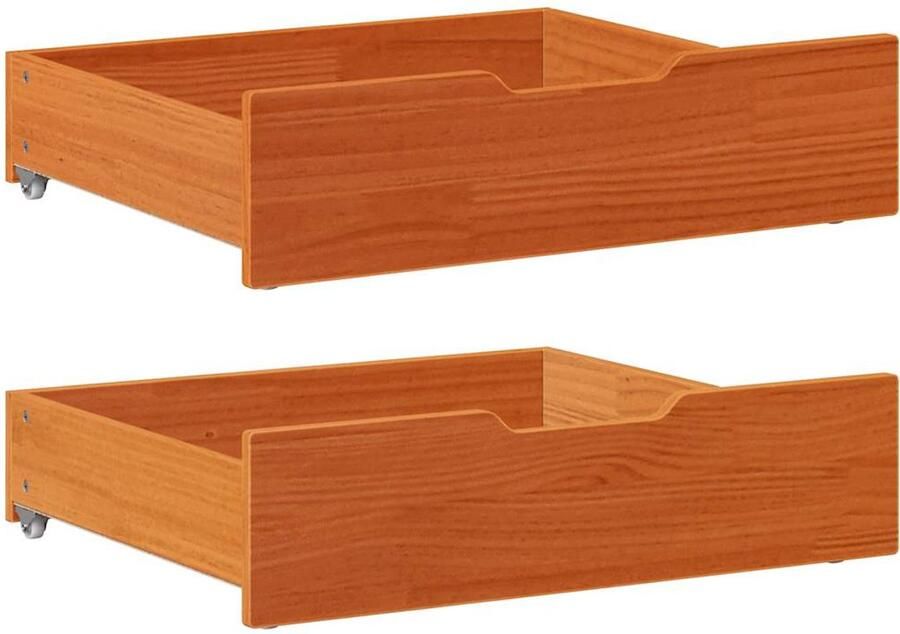 VidaXL Bedlades 2 stuks Massief Grenenhout Wasbruin Bedlade Bedlades Lade Onder Bed Opberglade Onder Bed