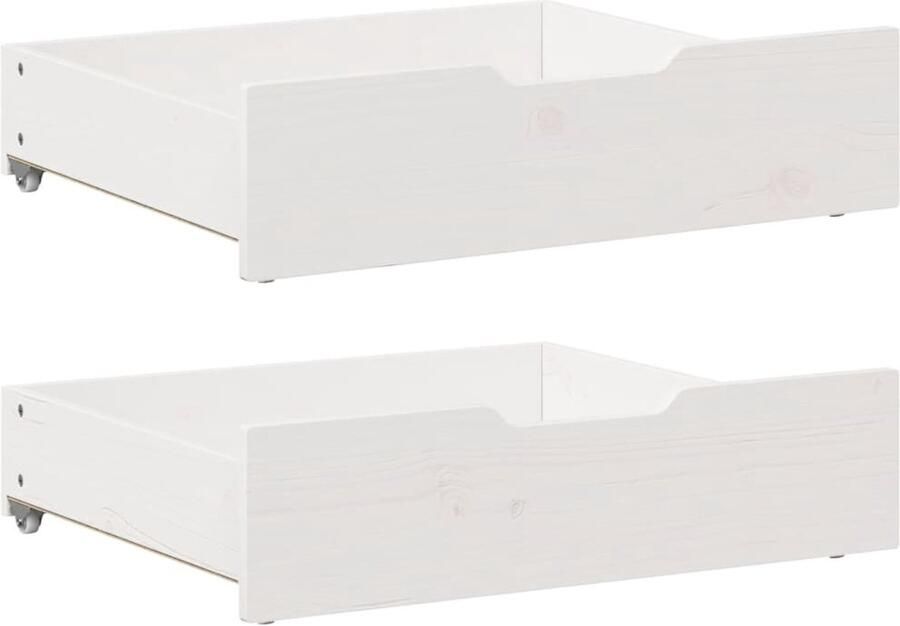 VidaXL Bedlades 2 st 75x55x16 cm massief grenenhout wit