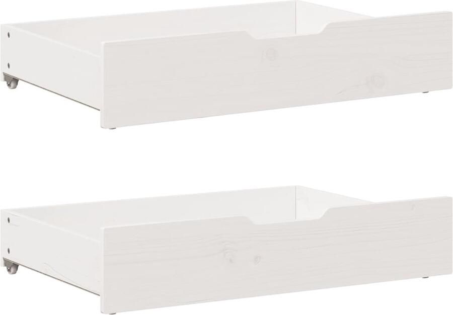 VidaXL Bedlades 2 st 85x55x16 cm massief grenenhout wit