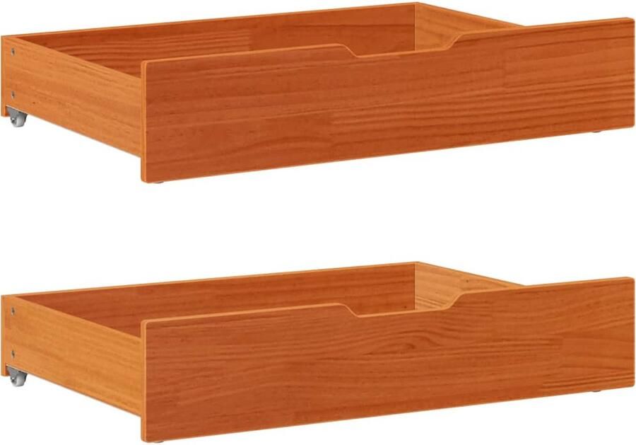 VidaXL Bedlades 2 st 85x55x17 massief grenenhout wasbruin