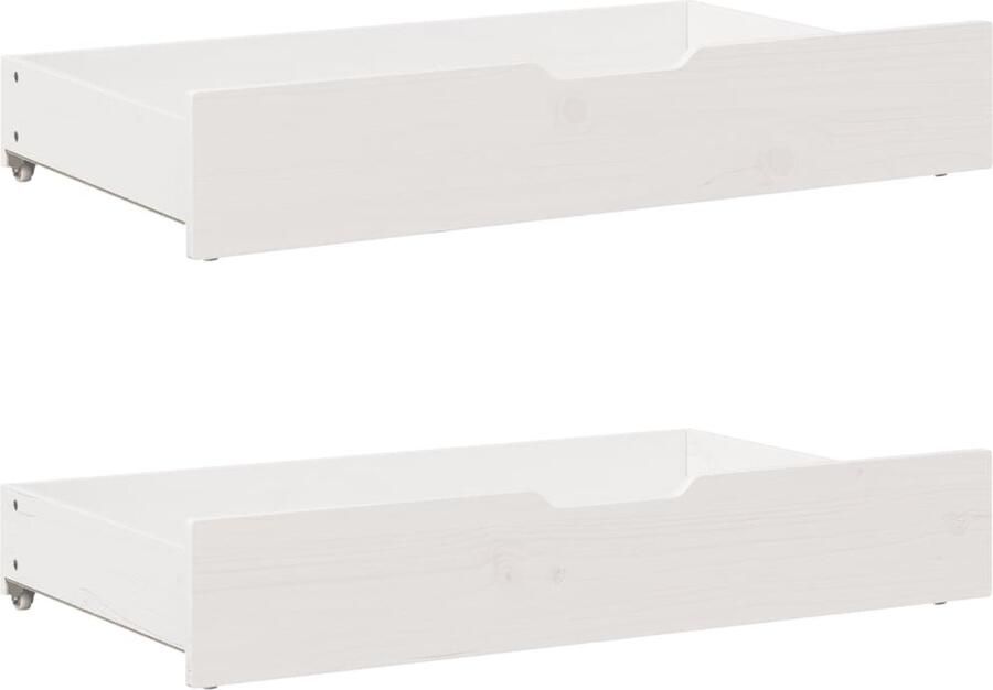 VidaXL Bedlades 2 st 90x55x16 cm massief grenenhout wit