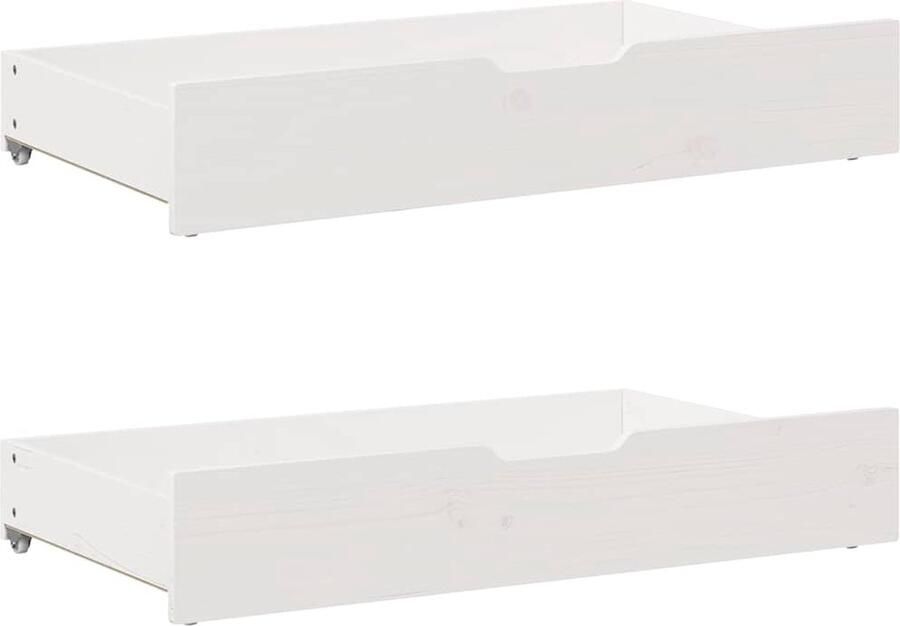 VidaXL Bedlades 2 st 90x55x17 cm massief grenenhout wit