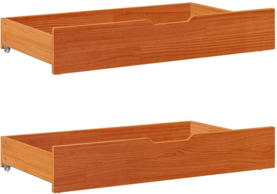 VidaXL Bedlades 2 st 95x55x16 massief grenenhout wasbruin