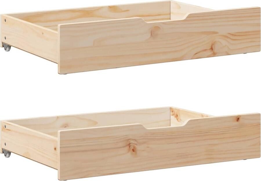 VidaXL Bedlades 2 st met wieltjes 80x55x17 cm massief grenenhout