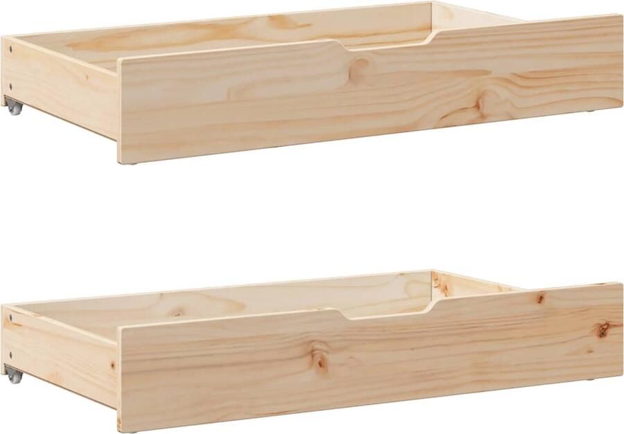 VidaXL Bedlades 2 st met wieltjes 90x55x16 cm massief grenenhout