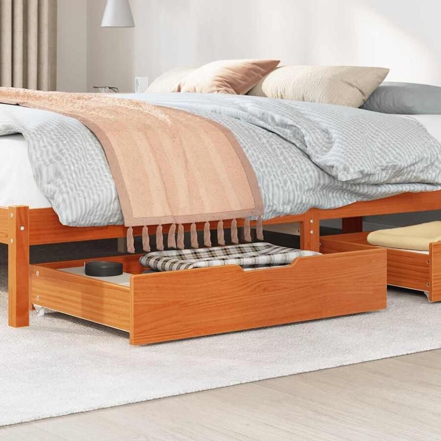 VidaXL Bedlades 2 stuks 80x55x16 cm Grenenhout Bedlade Bedlades Lade Onder Bed Opberglade Onder Bed