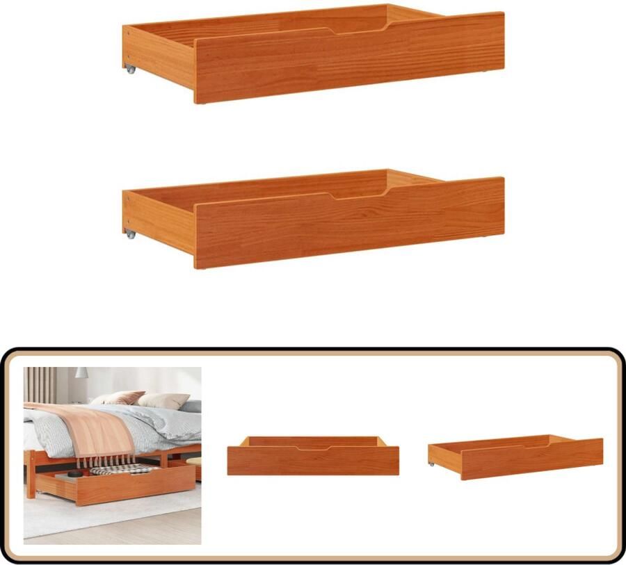 VidaXL Bedlades 2 stuks 90x55x16 cm Grenenhout Bedlade Bedlades Lade Onder Bed Opberglade Onder Bed