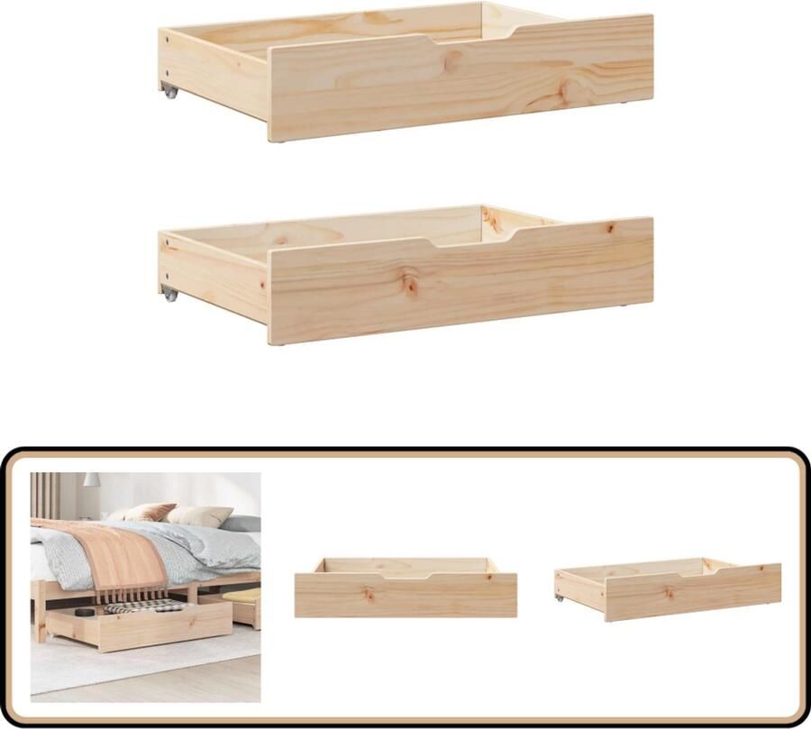 VidaXL Bedlades 2 stuks Grenenhout 80x55x16 cm Bedlade Bedlades Lade Onder Bed Opberglade Onder Bed