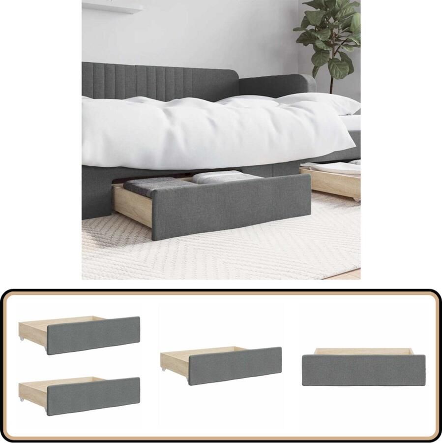 VidaXL Bedlades Set van 2 Donkergrijs Opberglade Voor Onder Bed Opberglades Voor Onder Bed Opberglade Bedbox