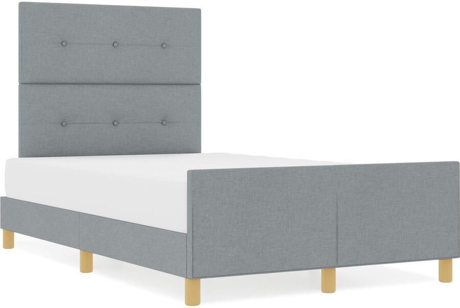 VidaXL Bedframe met hoofdeinde Lichtgrijs 120 x 200 cm Stof - Foto 2