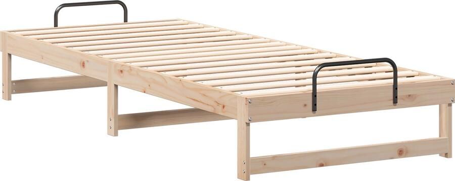 VidaXL Bedombouw met Draaghandvatten Bruin Massief grenenhout