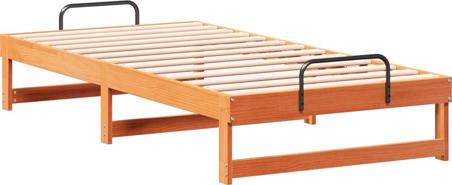 VidaXL Bedframe met hoofdeinde Bruin 75 x 190 cm Massief grenenhout - Foto 2