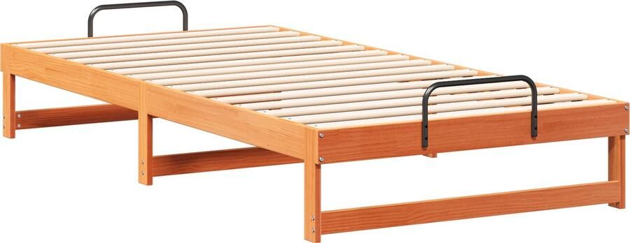 VidaXL Bedombouw met Draaghandvatten Bruin Massief grenenhout