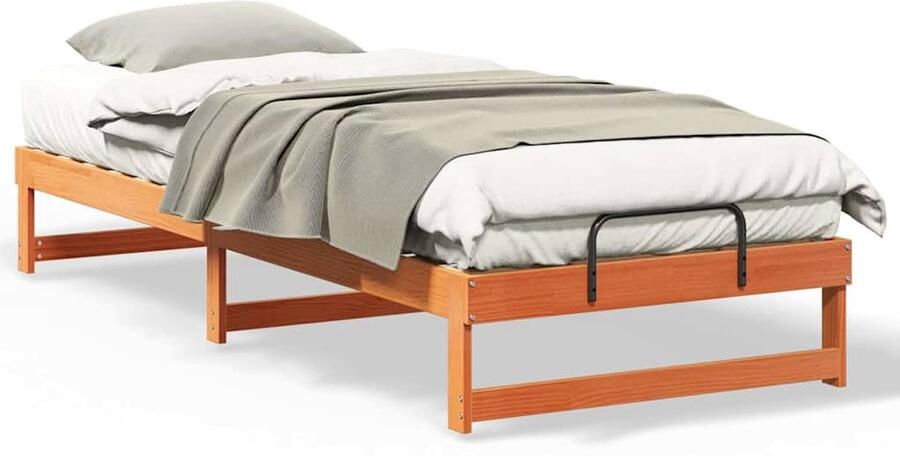 VidaXL Bedombouw met Draaghandvatten Bruin Massief grenenhout