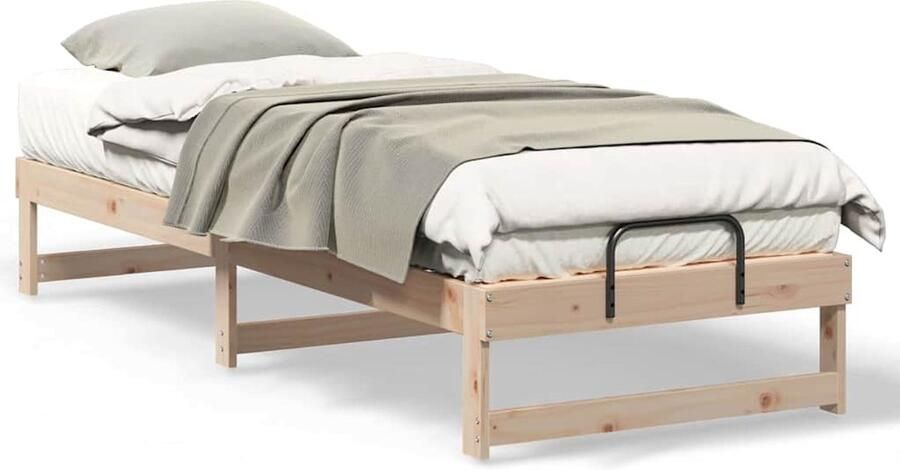 VidaXL Bedombouw met Draaghandvatten Bruin Massief grenenhout