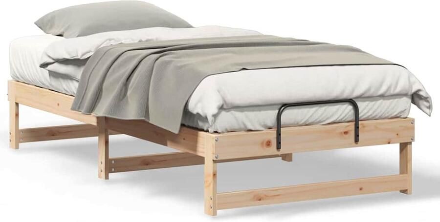 VidaXL Bedombouw met Draaghandvatten Bruin Massief grenenhout