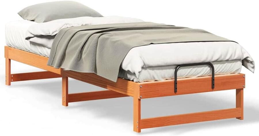 VidaXL Bedombouw met Draaghandvatten Bruin Massief grenenhout