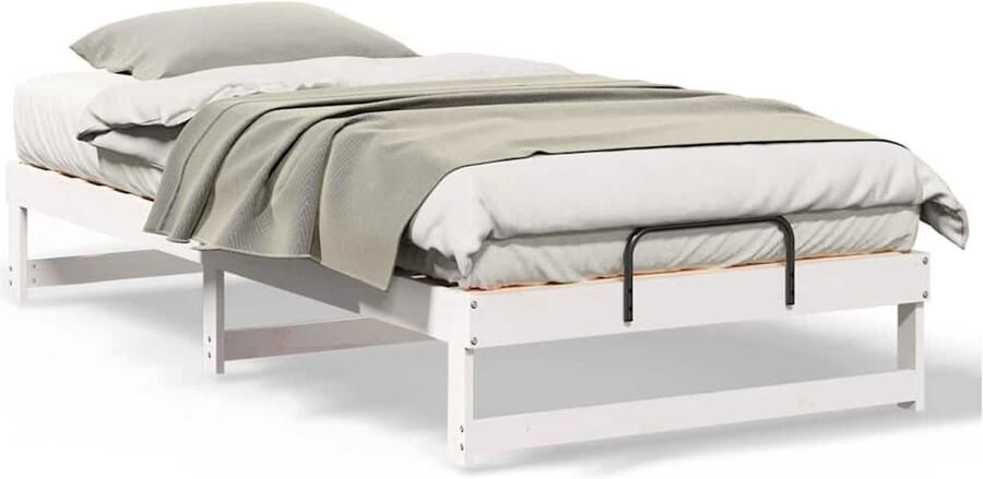 VidaXL Bedombouw met Draaghandvatten Wit Massief grenenhout