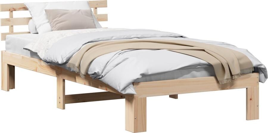 VidaXL Grenen Houten Bedframe Natuurlijk Hout 75 x 190 cm Bedframe