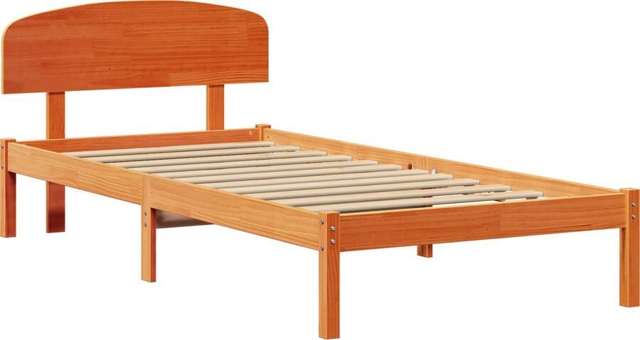 VidaXL Bedombouw met Hoofdbord Gewaxte Bruin 90x200 cm Massief Grenenhout