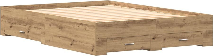 VidaXL Bedframe met Laden Artisan eiken Bewerkt hout 160 x 200 cm Opslag