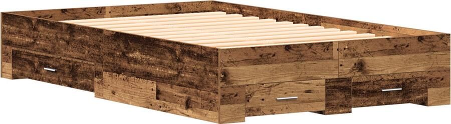 VidaXL Bedombouw met lades met lade Oud hout 120 x 200 cm Bewerkt hout