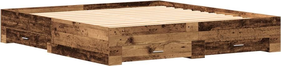 VidaXL Bedombouw met lades met lade Oud hout 180 x 200 cm Bewerkt hout