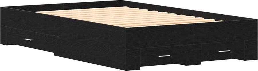 VidaXL Bedombouw met lades Zwart eiken 120 x 200 cm Bewerkt hout