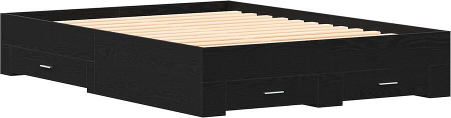 VidaXL Bedframe met lades Zwart eiken Bewerkt hout 140 x 190 cm Bedframe