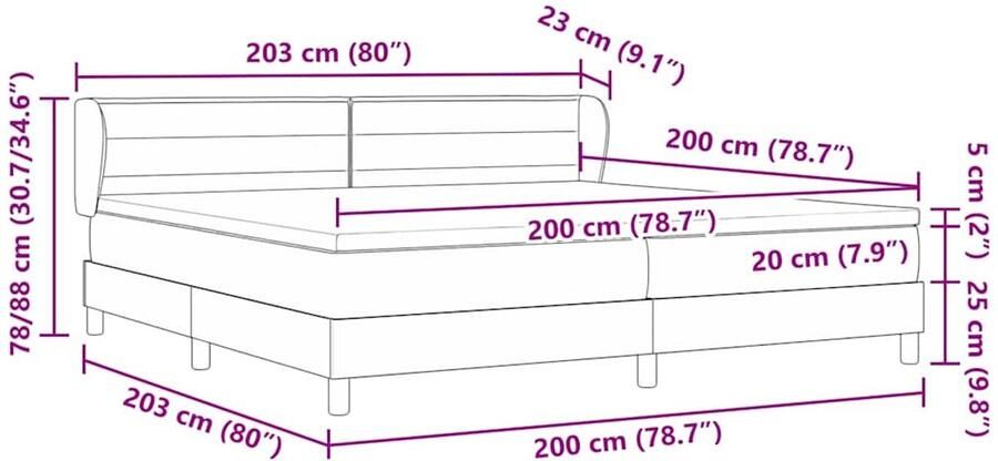 VidaXL Boxspring Bed met Matras Donkerbruin 200x200 cm Stof