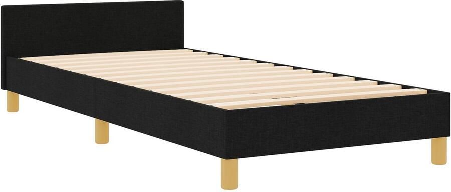 VidaXL Bedframe zonder Matras Donkergrijs 120x190 cm Stof Set van 2 Zwart - Foto 4