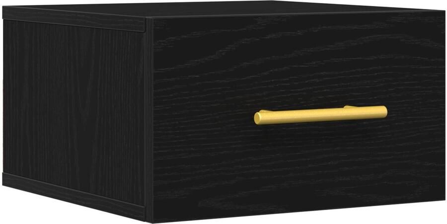 VidaXL Wandgemonteerde Nachtkast Zwart eiken Geengineerd hout Compact