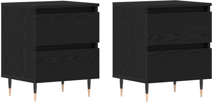 VidaXL Nachtkastje Zwart Eiken Hout Standaard Nachtkastje Rechthoekig - Foto 2