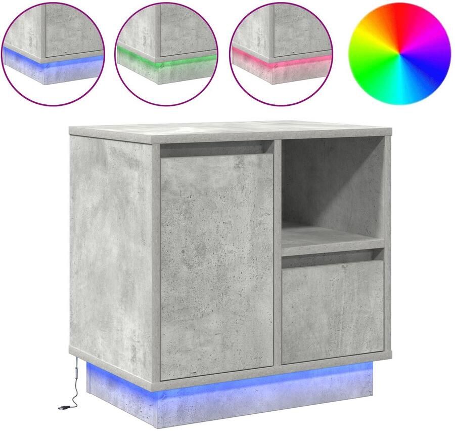 VidaXL Nachtkastje 2 pcs Betongrijs 50 x 34.5 x 50 cm. Bewerkt hout - Foto 2