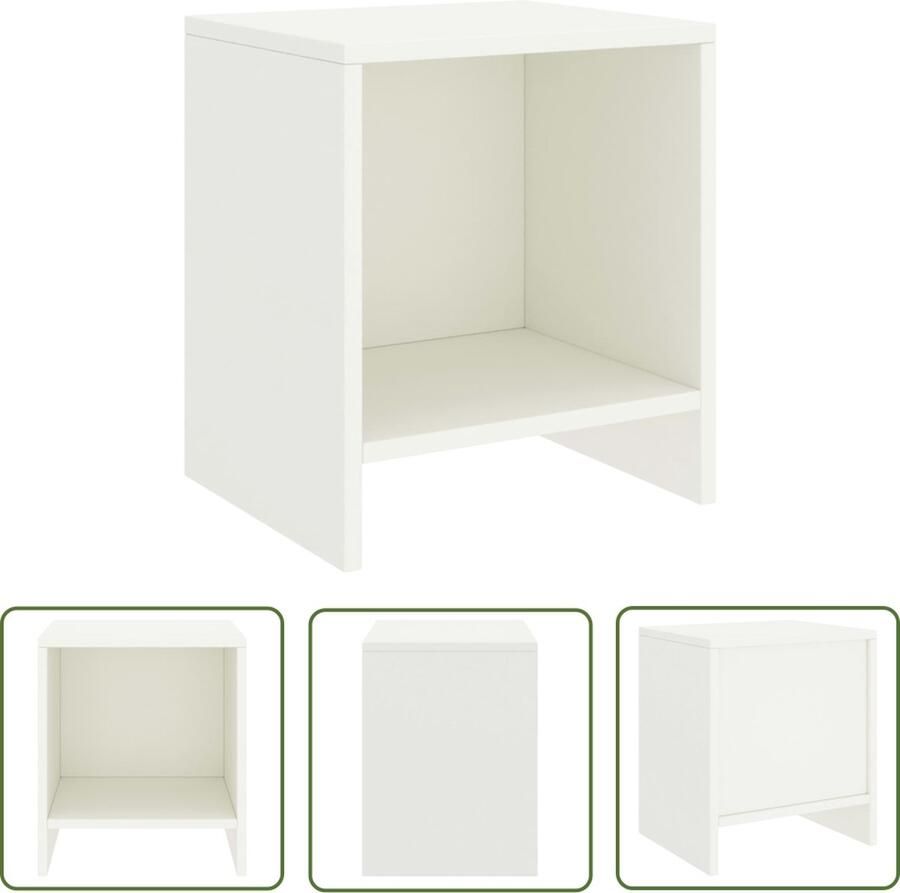The Living Store Decoratieve Houten Bedtafel 35 x 30 x 40 cm Massief Grenenhout Nachtkastje Bedsidetable Houten Meubilair Grenenhout Wit - Foto 2