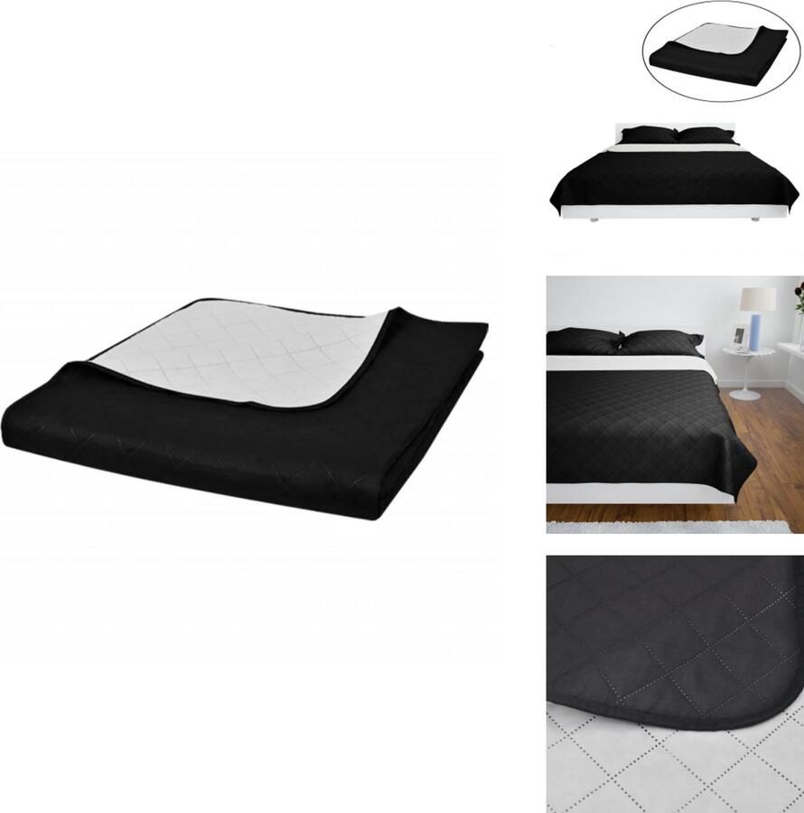 VidaXL Bedsprei Bedspreien Bed Sprei Bed Spreien Bedsprei gewatteerd dubbelzijdig 170x210 cm zwart wit