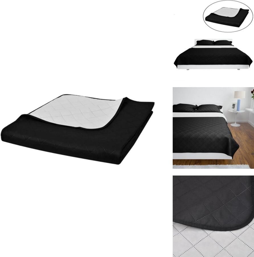 VidaXL Bedsprei Bedspreien Bed Sprei Bed Spreien Bedsprei gewatteerd dubbelzijdig 230x260 cm zwart wit