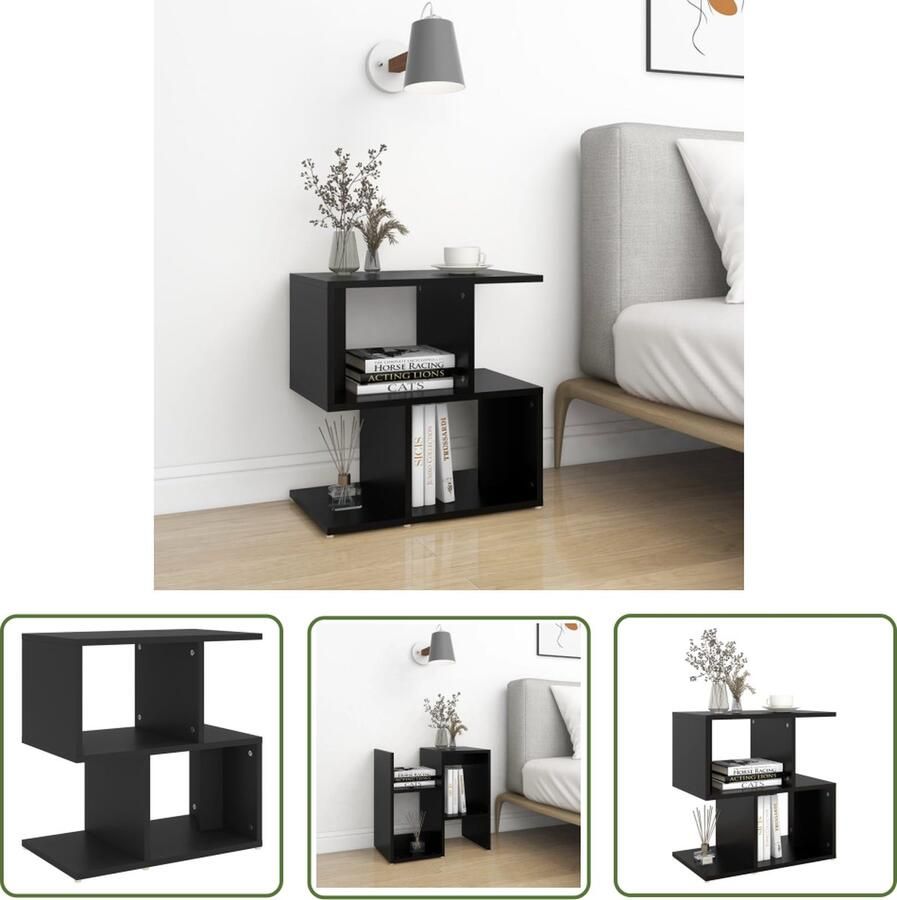 The Living Store Nachtkastje Stabiel bedtafeltje Zwarte spaanplaat 50 x 30 x 51.5 cm Montage vereist Nachtkastje Bedtafel Nachtlampje Slaapkamervloer Kamerdecoratie - Foto 2