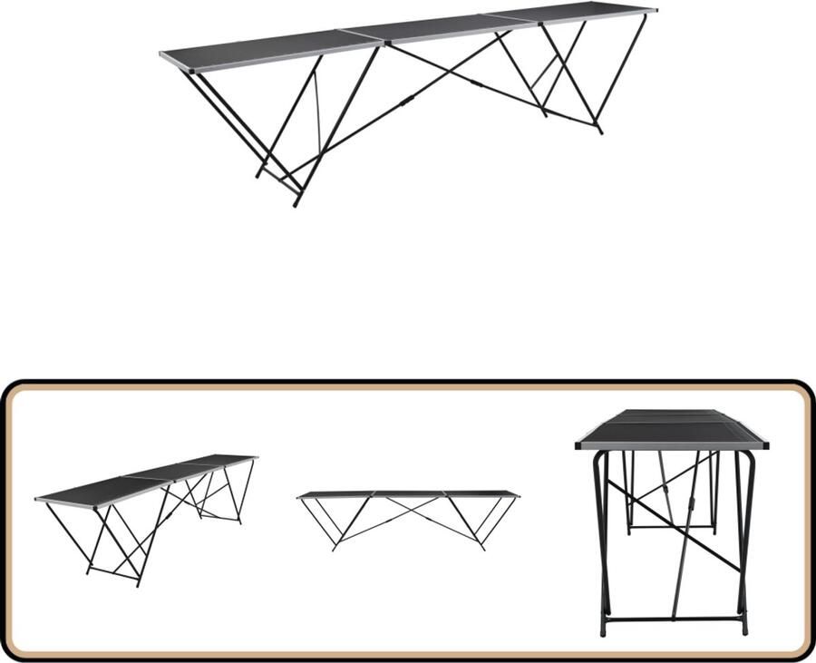 VidaXL Behangtafel Inklapbaar 300x60x78 cm Behangtafel Inklapbare Tafel Schilderstaffel Tafellamp Werkbank
