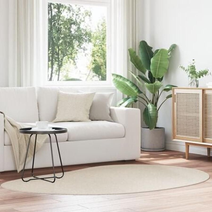 VidaXL Vloerkleden Beige Polyester 140 x 200 cm Ovaal Vloerkleed