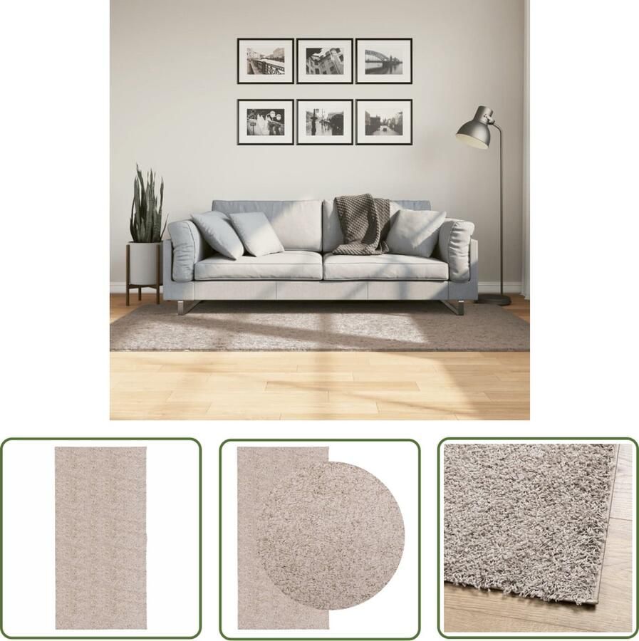 The Living Store Vloerkleed PAMPLONA shaggy hoogpolig modern 100x200 cm beige Shaggy Vloerkleed Beige Vloerkleed Living Room Vloerkleed Slaapkamer Vloerkleed Groot