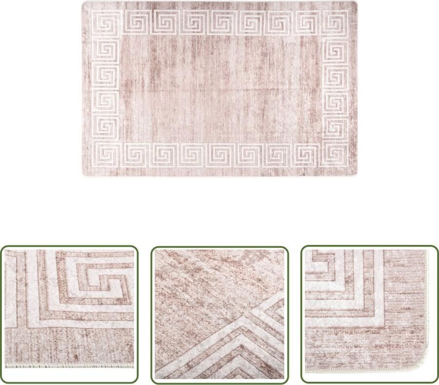 The Living Store Vloerkleed Karakteristiek 80 x 150 cm Beige Fluweel Vloerkleed Beige Vloerkleed Fluweel Vloerkleed Design Vloerkleed Woonkamer Vloerkleed