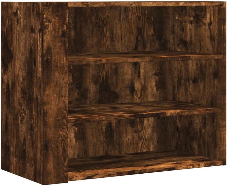 The Living Store Wandkast 75x35x60 cm bewerkt hout gerookt eikenkleurig Wandkast Houten Kast Bergruimte Badkamermeubel Keukenopbergers