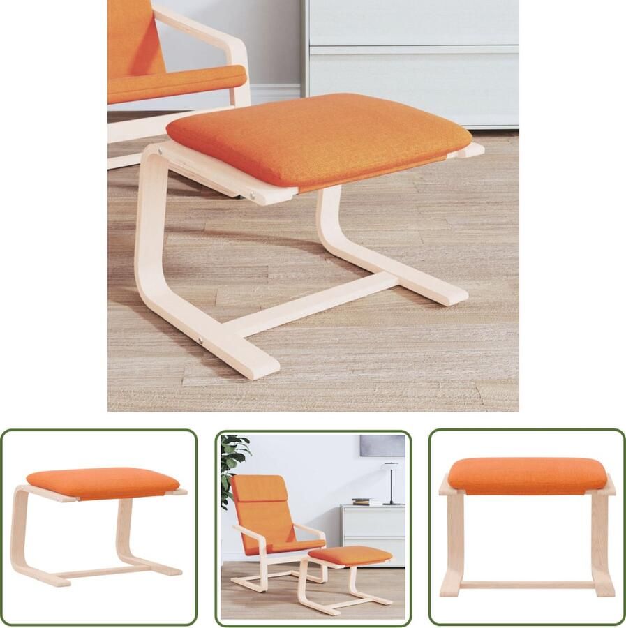 VidaXL Voetenbank 51x41x40 cm stof donkergeel Voetenbank Berkenhouten Meubels Donkere Kleuren Salonmeubelen Relaxstoel Accessoires