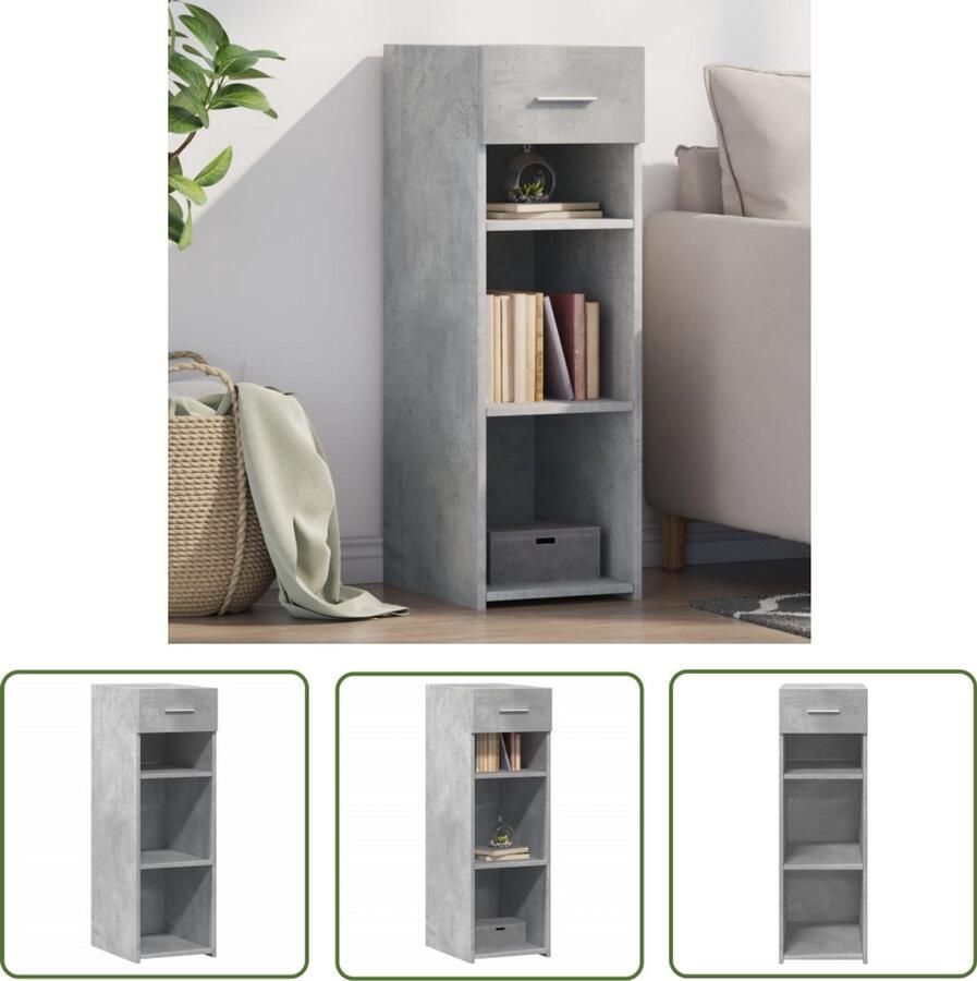 The Living Store Dressoir 30x42 5x93 cm bewerkt hout betongrijs Dressoir Scandinavisch Design Houten Dressoir Betonnen Grijze Dressoir Opbergkast