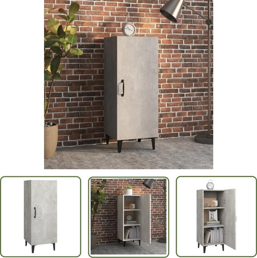 The Living Store Dressoir 34 5x34x90 cm bewerkt hout betongrijs Dressoir Houten Dressoir Beton Grijs Dressoir Opbergkast Meubels - Foto 3