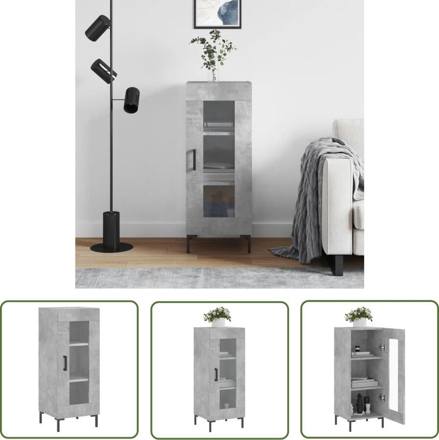 The Living Store Dressoir 34 5x34x90 cm bewerkt hout betongrijs Dressoir Houten Dressoir Grijze Dressoir Vintage Dressoir Interieurdecoratie