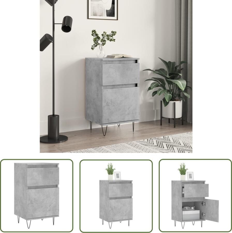 VidaXL Dressoir 40x35x70 cm bewerkt hout betongrijs Dressoir Beton Grijs Houten Dressoir Compact Dressoir Salontafel