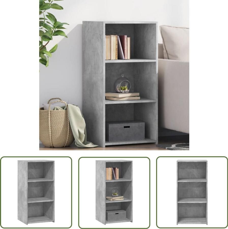 The Living Store Dressoir 45x41x93 cm bewerkt hout betongrijs Dressoir Scandinavisch Design Beton Grijs Houten Dressoir Opbergkast