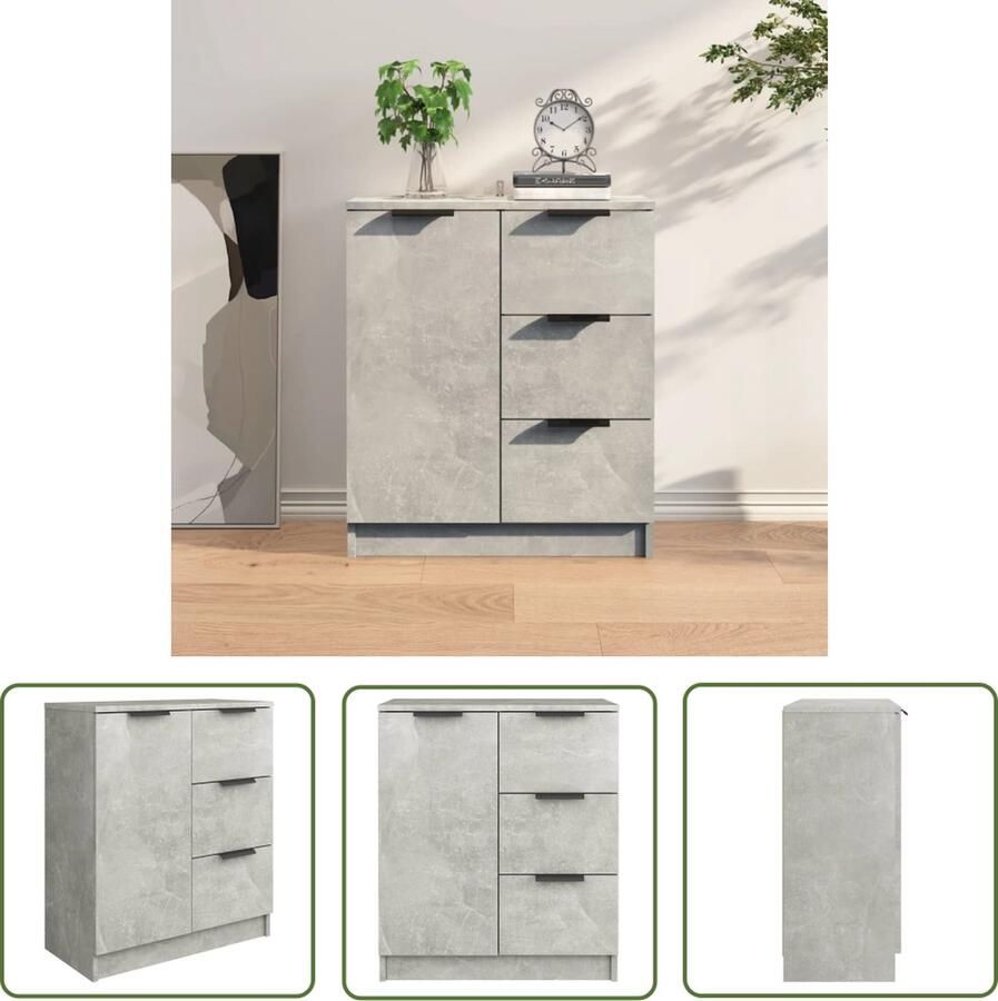 VidaXL Dressoir 60x30x70 cm bewerkt hout betongrijs Dressoir Beton Grijs Houten Dressoir Modern Dressoir Compact Dressoir